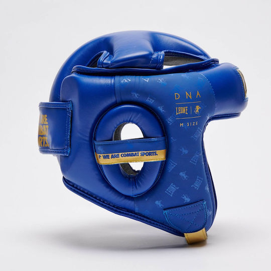 Leone DNA Adult Open Face Boxing Headgear Synthetic Leather Blue