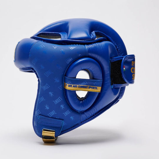 Leone DNA Adult Open Face Boxing Headgear Synthetic Leather Blue