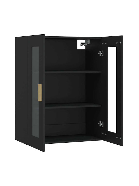 Висулка Витрина за хол от ПДЧ със Стъкло Черно 69.5x34x90см