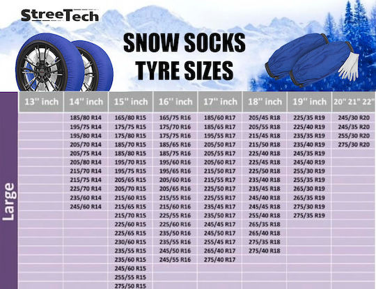 Streetech Anti-slip Snow Socks Large Passenger Car 2pcs
