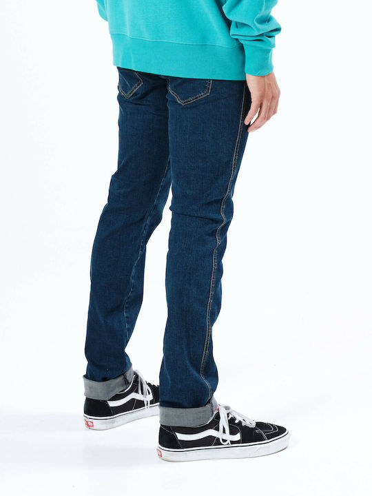 Men's Elastic Jeans Pants with Regular Straight Fit Blue