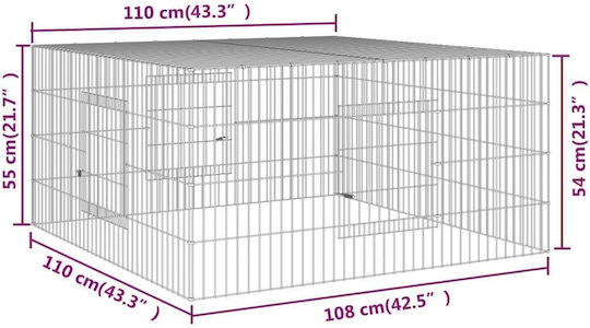 vidaXL 171562 Metal Cage for Rabbits 110x110x55cm