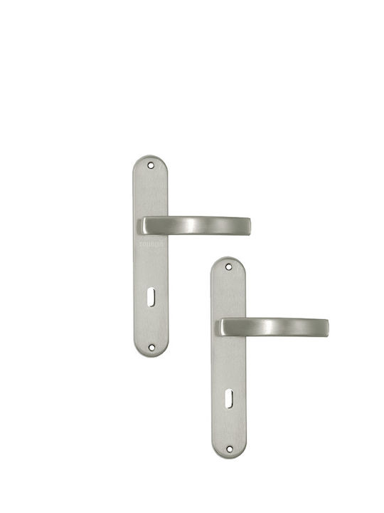 Deco Ceramica Lever Middle Door with Plate DK1132 Pair (Center Distance 75mm) Nickel