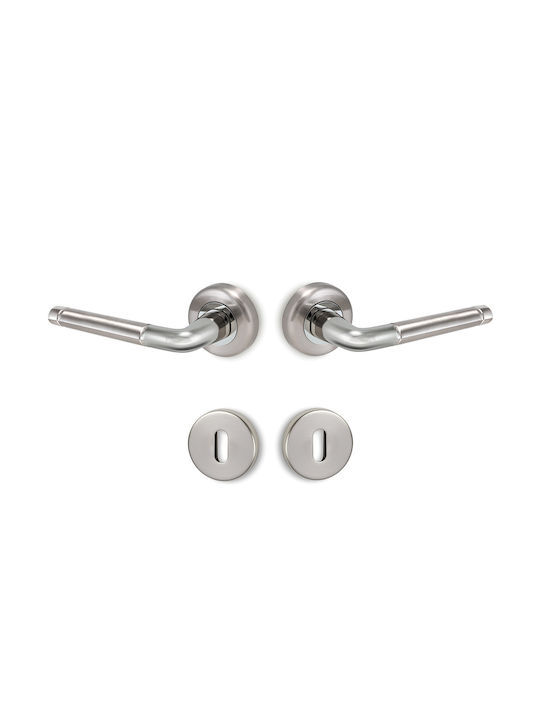 Conset Lever Middle Door with Rosette C1255 C1255RORS05S04 Pair with Rosette Nickel / Chrome