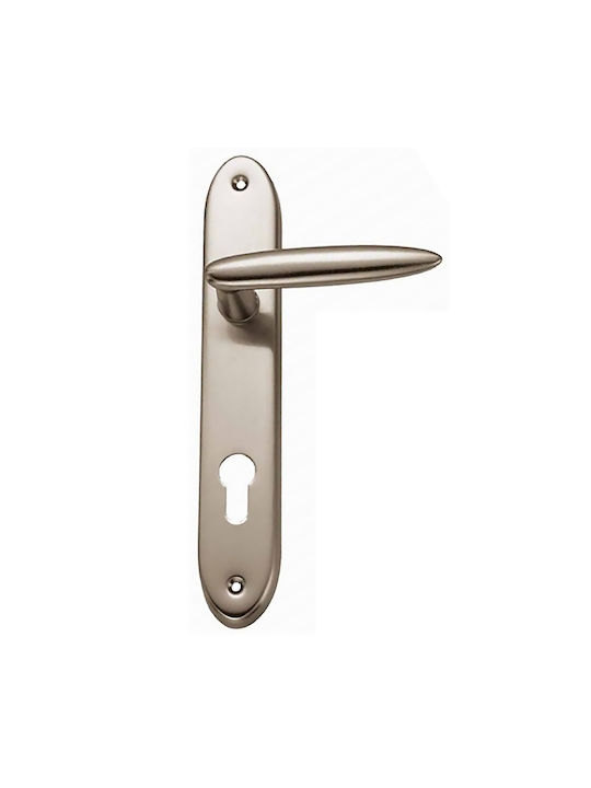 Conset Lever Front Door with Plate Left C185 Nickel