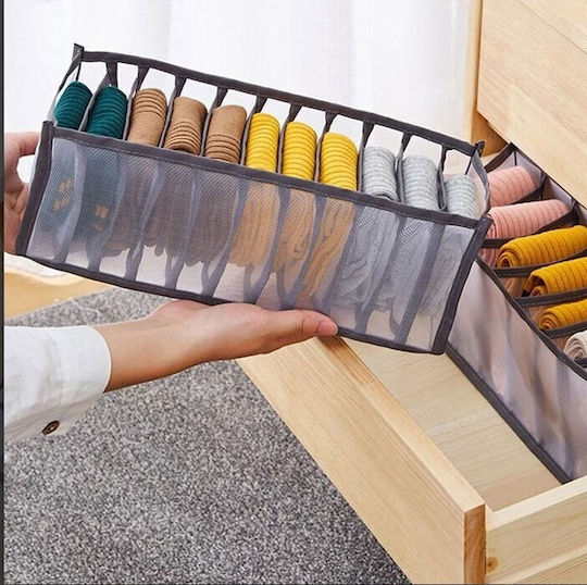 TnS Fabric Drawer Organizer for Underwear in Gray Color 32x12x12cm 1pcs