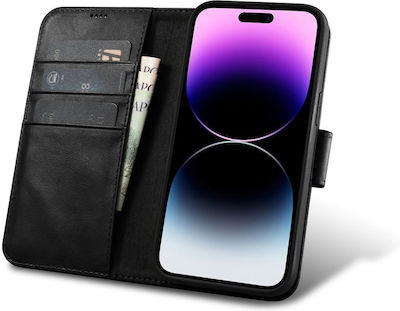 iCarer Oil Wax Anti-RFID Wallet Δερμάτινο Μαύρο (iPhone 14 Pro)