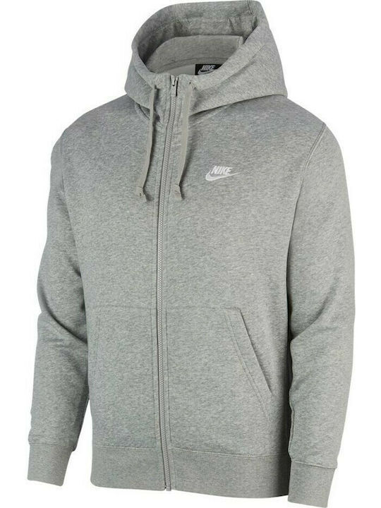 Nike Club Ζακέτα με Κουκούλα Γκρι