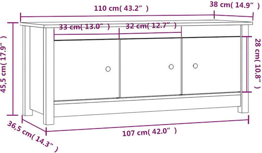 Обувна рафт с 6 рафта Бял Д110xШ38xВ45.5см