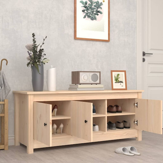 Schuhschrank aus Massivholz mit 6 Regalen Beige L110xW38xH45.5cm