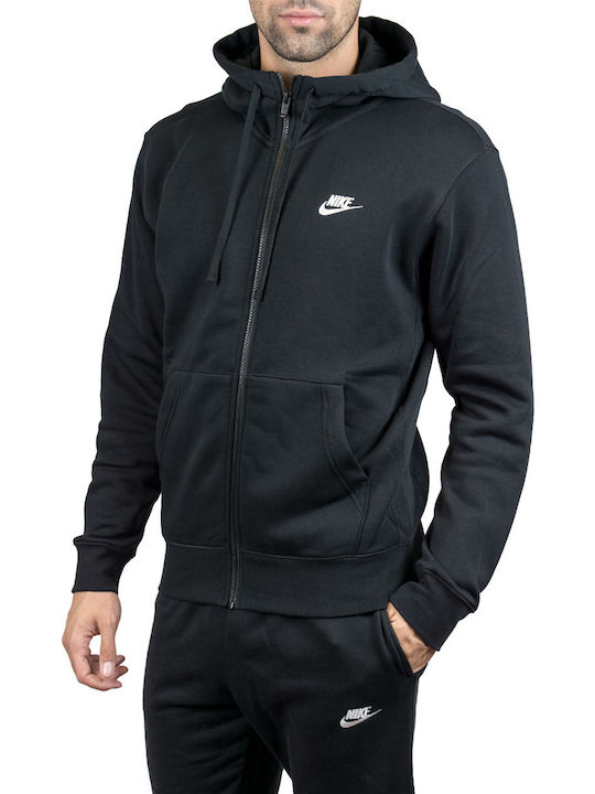 Club Cardigan with Hood Black