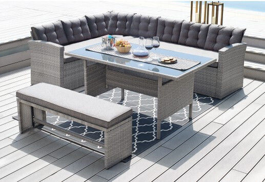Garten- und Outdoor-Möbelsets Wohnbereich Elizabeth 4 Stück Grau mit Kissen