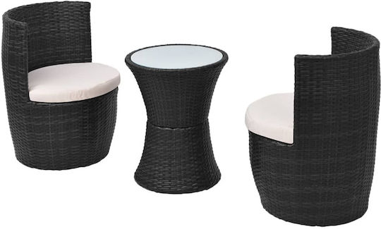 Garten- und Outdoor-Möbelsets für kleine Außenbereiche 3 Stück Schwarz mit Kissen