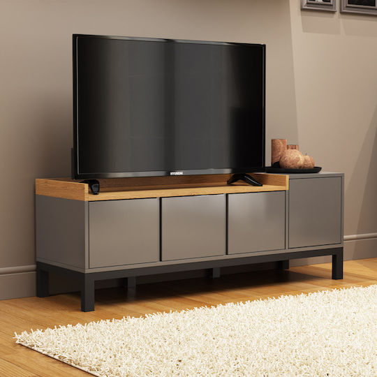 TV Stand Beril Anthracite / Gold M138.6xW42xH49.8cm
