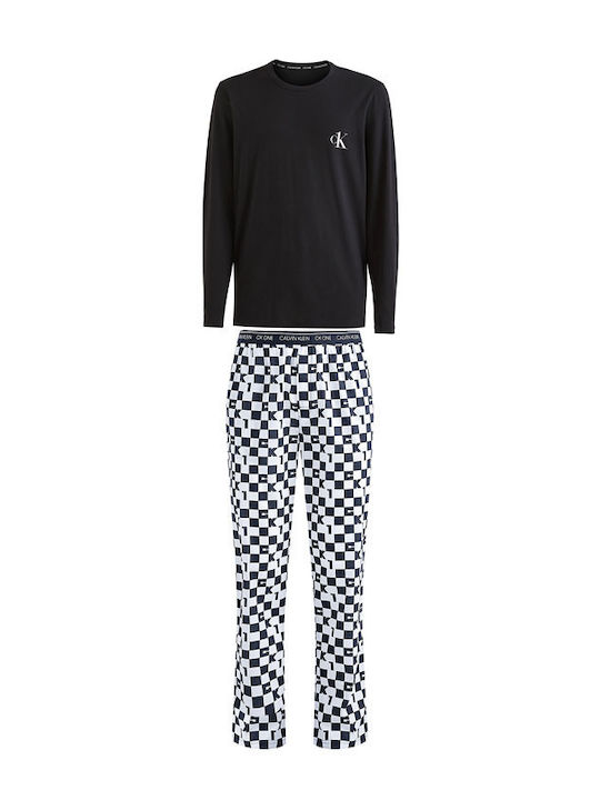 Calvin Klein Men's Winter Checked Pajamas Set Black