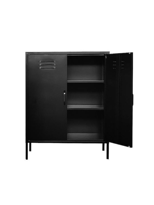 Dulap cu două uși Metal cu 2 Rafturi Μαύρo 80x40x102cm