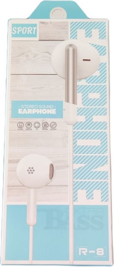 Ακουστικά Ψείρες In Ear R-8 Λευκά