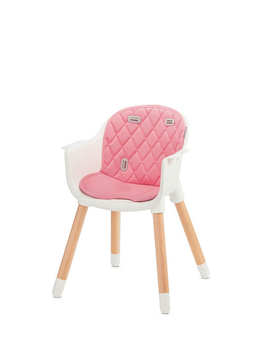 Kinderkraft Sienna Scaun Înalt De Masă Bebe 2 În 1 Cu Înălțime Reglabilă Roz