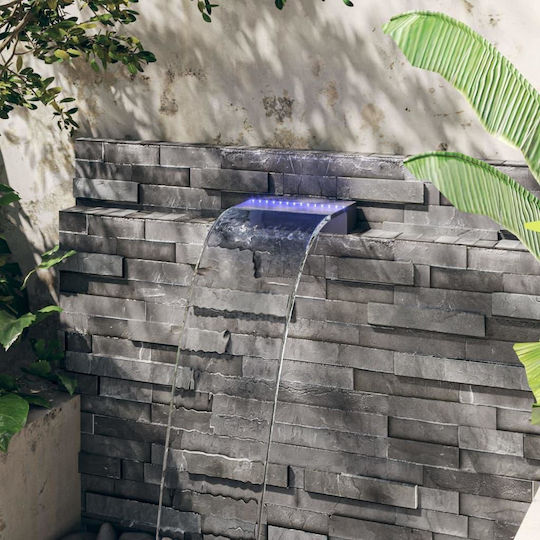 vidaXL Pool Waterfall with LED Lighting 30x21x8cm Silver