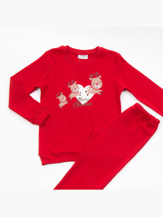 Trax Set Top & Bottom Kids Winter Pyjamas Red