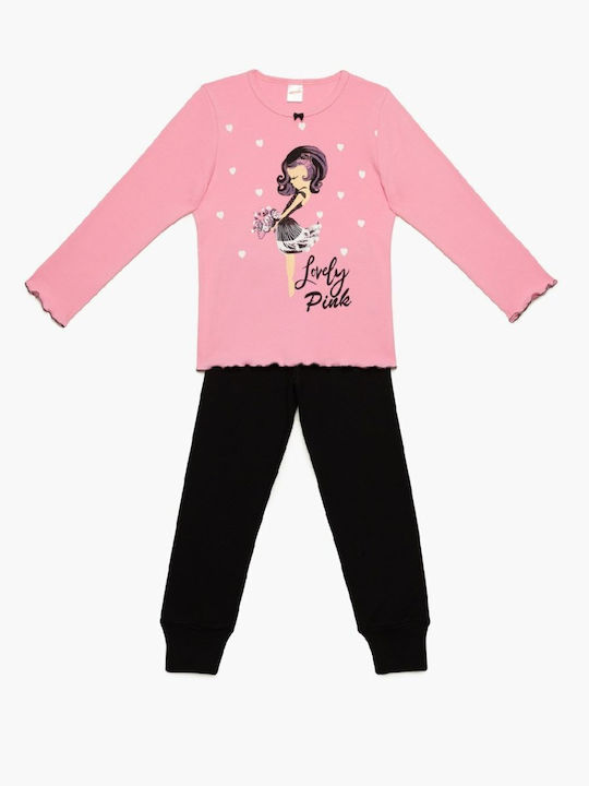 Minerva Set Top & Bottom Kids Winter Cotton Pyjamas Pink