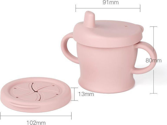 Haakaa Παιδικό Ποτηράκι Sip N Snack από Σιλικόνη Ροζ 250ml για 6m+