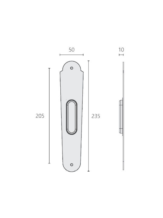 Zogometal Αντικέ Σκουριά Recessed Door Flush Handle 135 235mm (Hole Centers 205mm)
