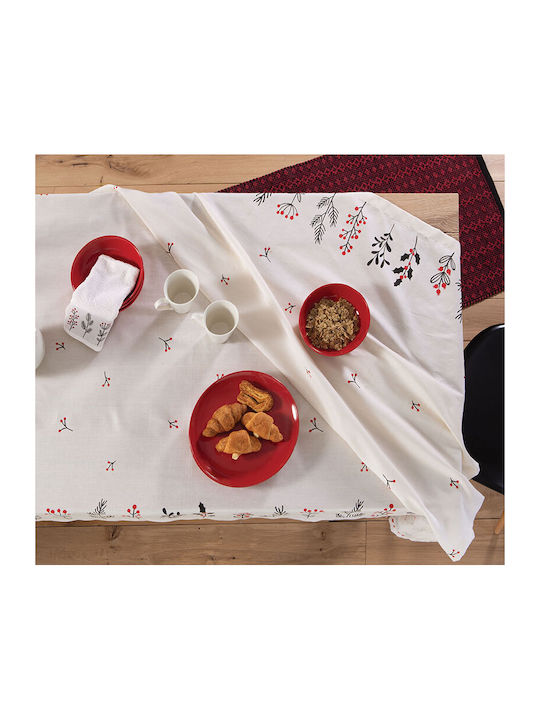 Nef-Nef Homeware Aspen Weihnachtlich Tischtuch Stoff Weiß L140xB140cm.