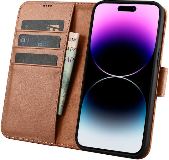 iCarer Anti-RFID Wallet Δερμάτινο Καφέ (iPhone 14 Pro)