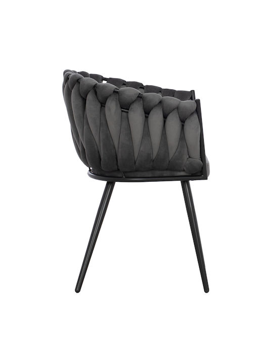 Dining Room Velvet Armchair Grey 60x54x78cm