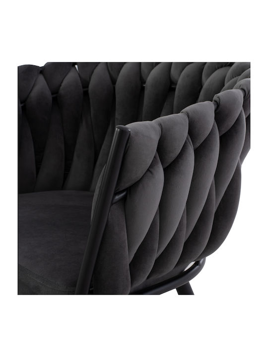 Dining Room Velvet Armchair Grey 60x54x78cm