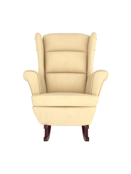 Schaukelstuhl mit Fußhocker Samt Cream 78x93x97cm