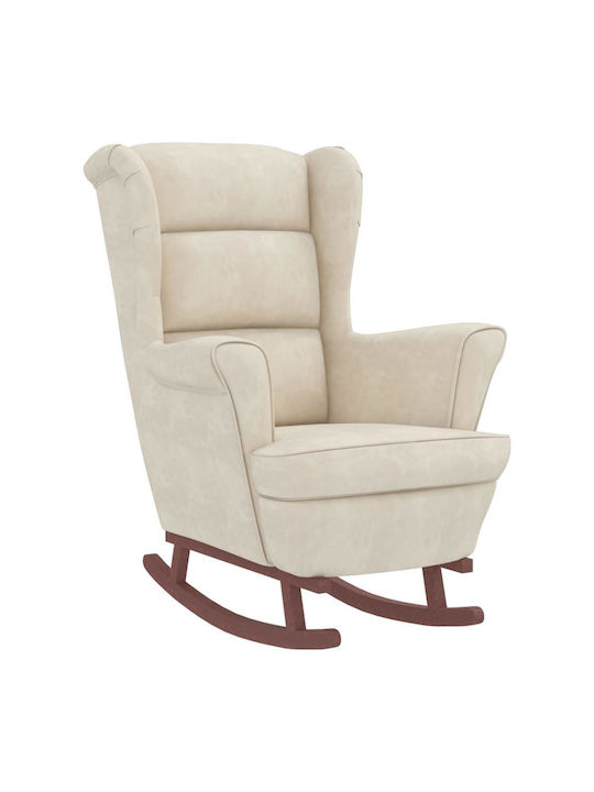 Schaukelstuhl mit Fußhocker Samt Cream 78x93x97cm
