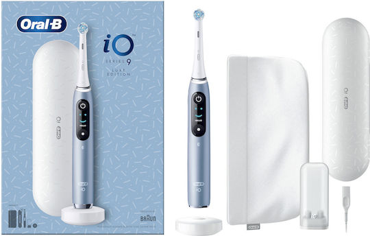 Braun iO Series 9 Luxe Edition Electric Toothbrush with Timer, Pressure Sensor and Travel Case Aqua Marine