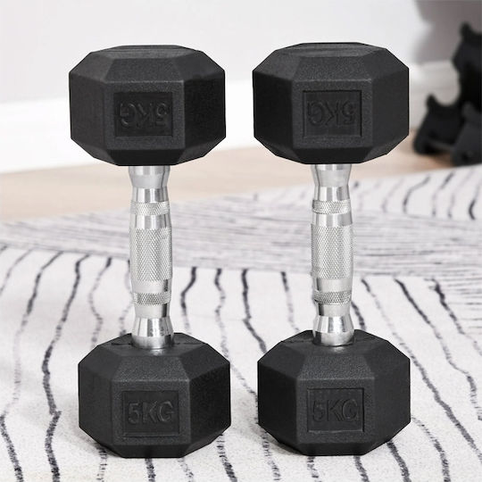 HomCom Σετ Βαράκια Εξάγωνα Λαστιχένια 2 x 5kg