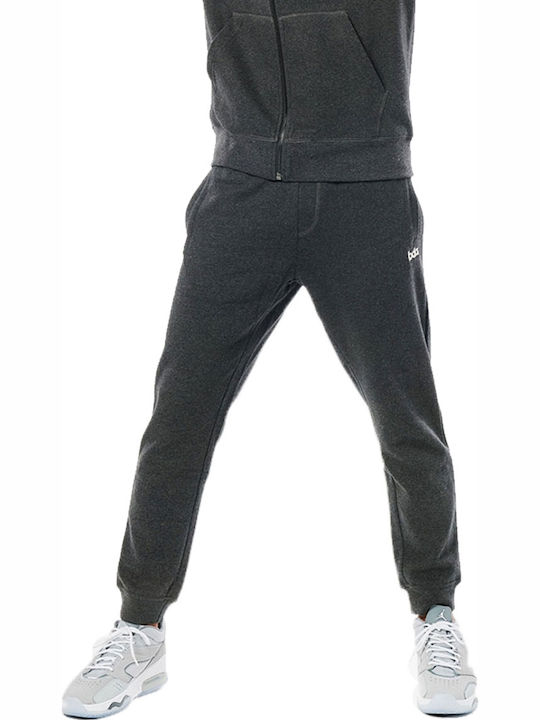 Sweatpants with Elastic Charcoal Melange / White