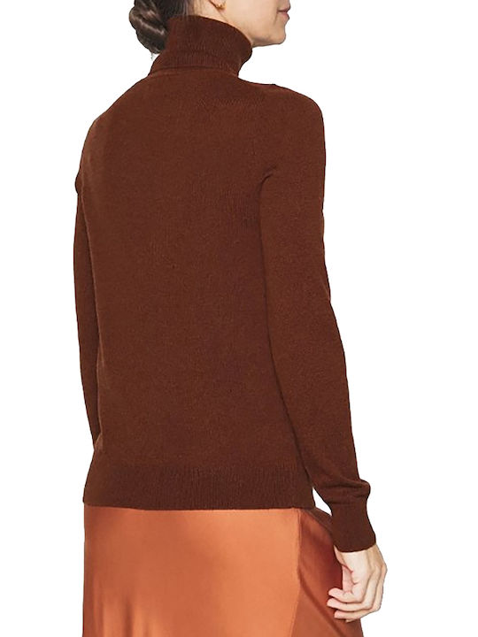 Gant Women's Long Sleeve Sweater Woolen Turtleneck Brown
