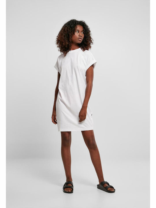 Summer Mini Athletic T-Shirt Dress Short Sleeve White