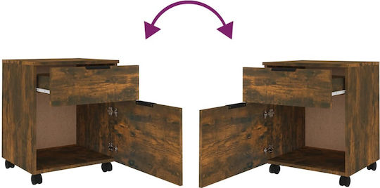 Büroaufbewahrungsschublade aus Holz mit Rädern Rauchfichte 45x38x54cm