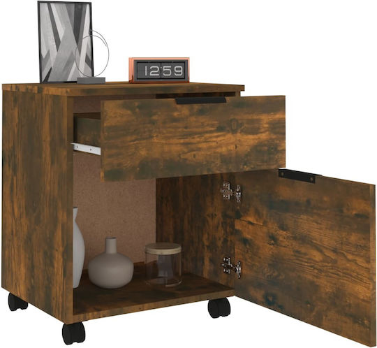 Büroaufbewahrungsschublade aus Holz mit Rädern Rauchfichte 45x38x54cm