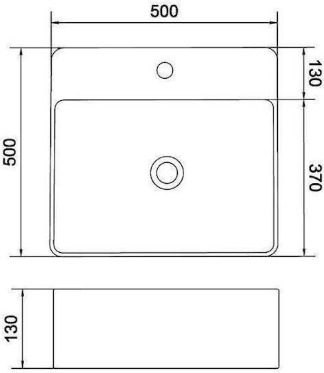 Orabella Tokyo 03 Aufgesetztes Waschbecken Porzellan 50x50x13cm Weiß