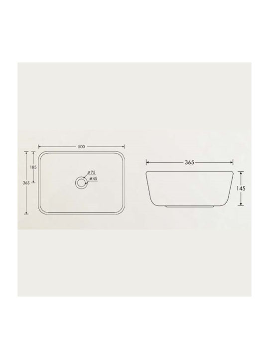 Soncera Sofia 01 Countertop Sink Porcelain 50x36.5x14.5cm White