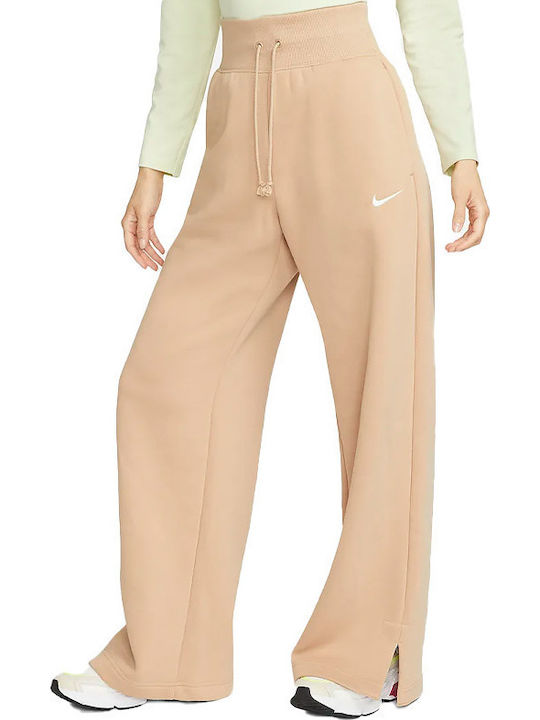 Sportswear High Waist Sweatpants Wide Fleece Beige