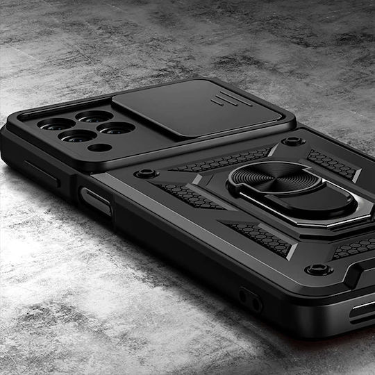 Alogy Ring Holder & Camshield Back Cover Plastic Negru (Galaxy M53 5G)
