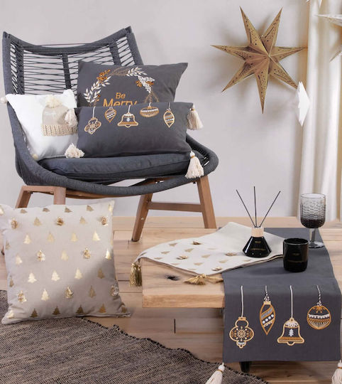 Nef-Nef Homeware Christmas Decorative Pillow Chiara Square Grey 45x45cm