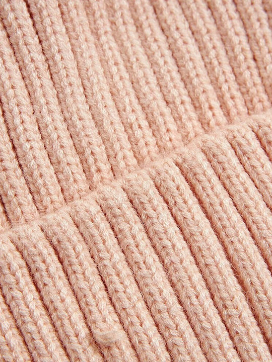 Verde Ribbed Beanie Cap Pink