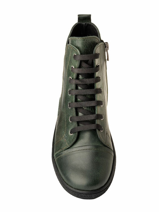 Leather Women's Ankle Boots Khaki