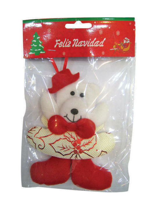 AGC Christmas Fabric Bear Ornament Red 10x12cm