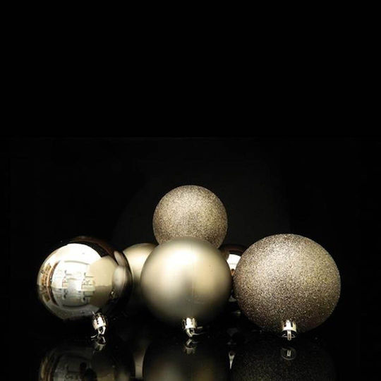 Hanging Ball Ornament Ornament Plastic Beige 8cm Set 6pcs