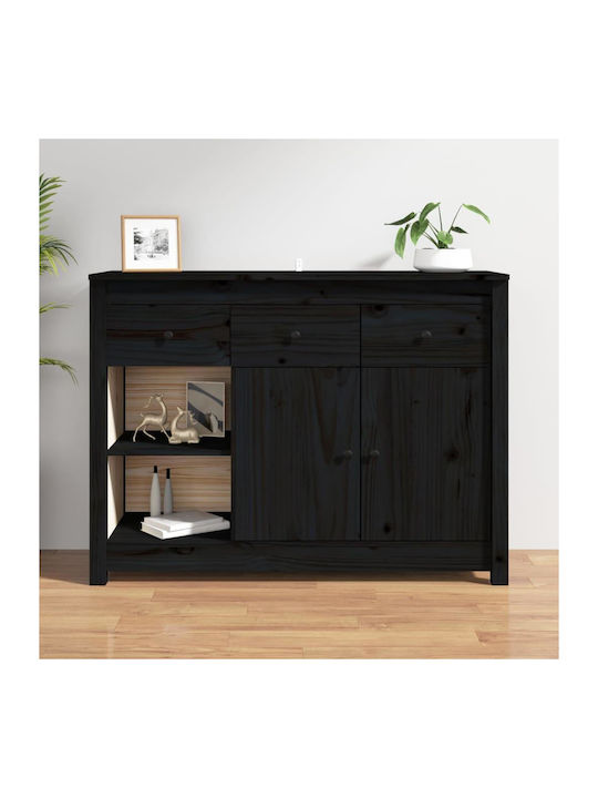 Wooden Buffet with Drawers Black L100xW35xH74cm